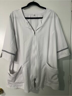 White Cross White Coat Lab Coat with Black Accent